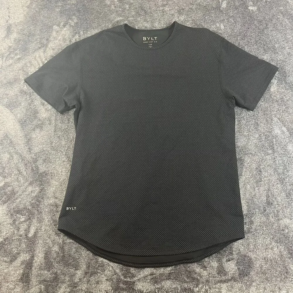 BYLT Drop Cut Shirt S/S Lux Polka Dot Black Sz XL Short Sleeve Performance Golf